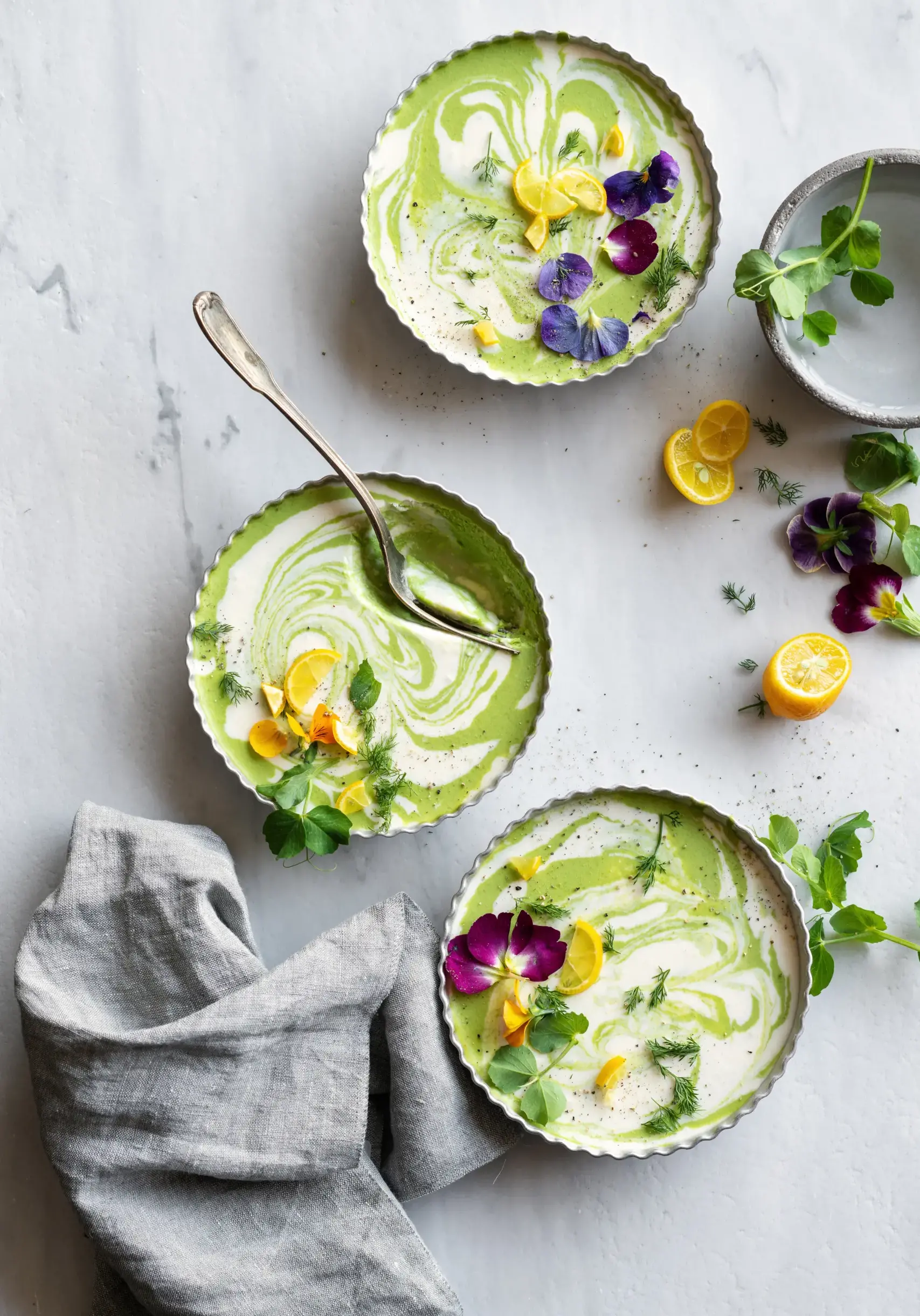 Panna cotta marmorizzata in verde