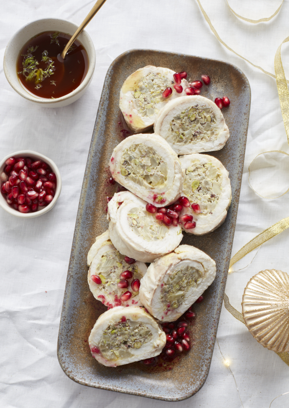 Rotolo di branzino con citronnette in rosso
