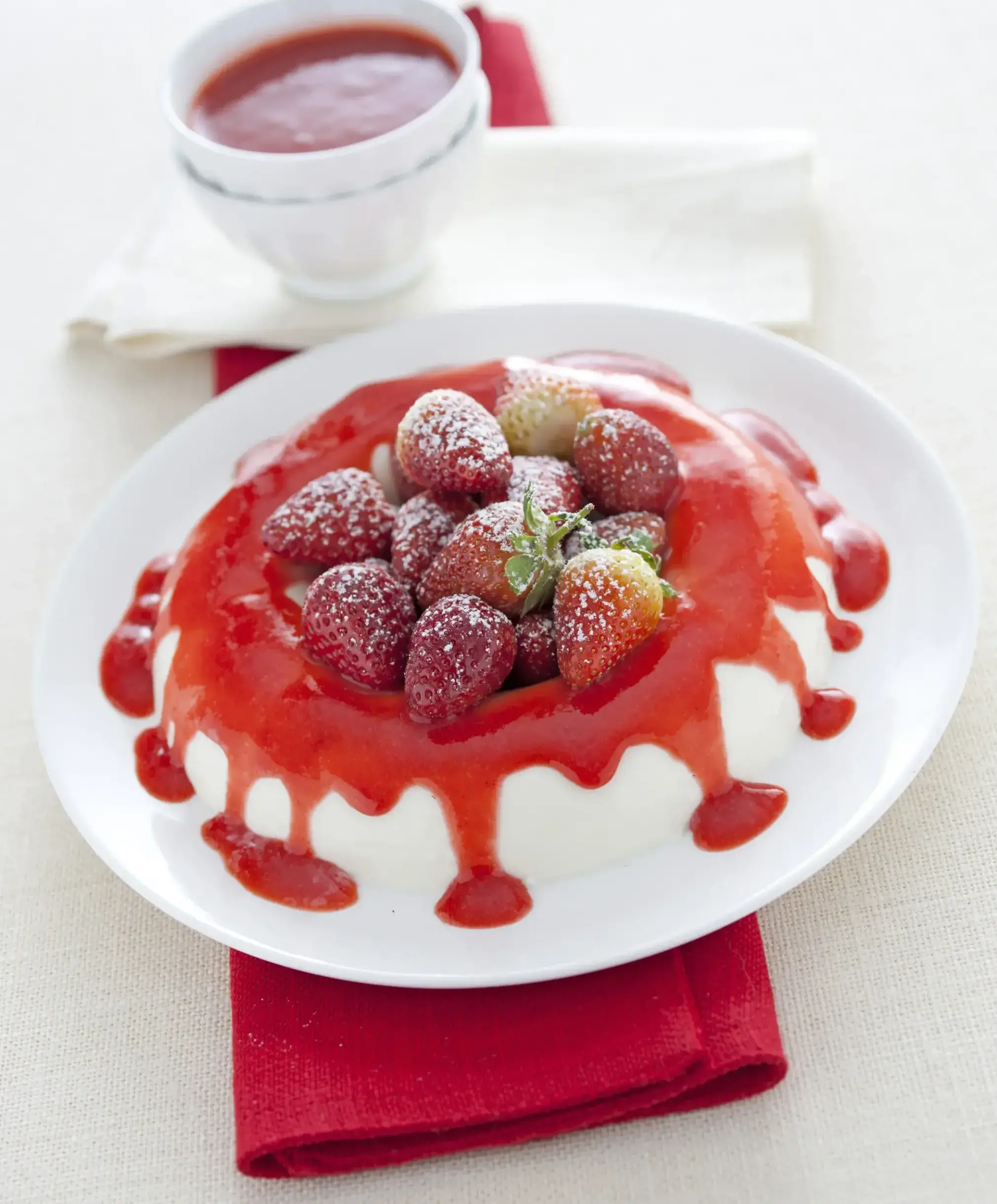 Yogurt in forma con salsa di fragole